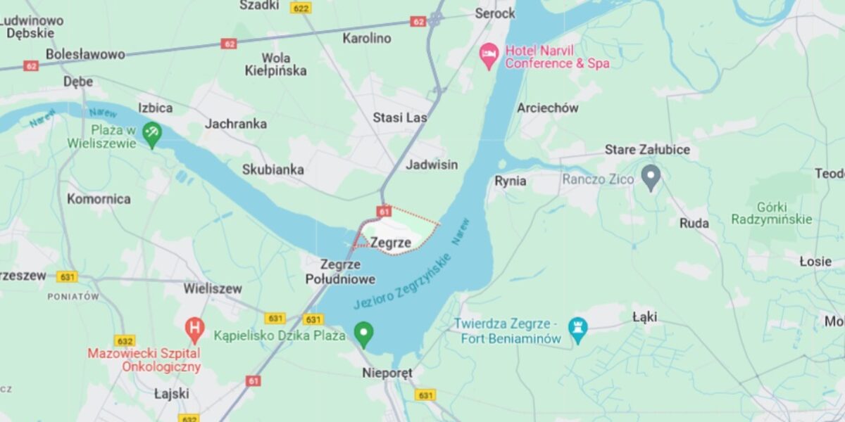 Grunt z linią brzegową jeziora, Zalew Zegrzyński